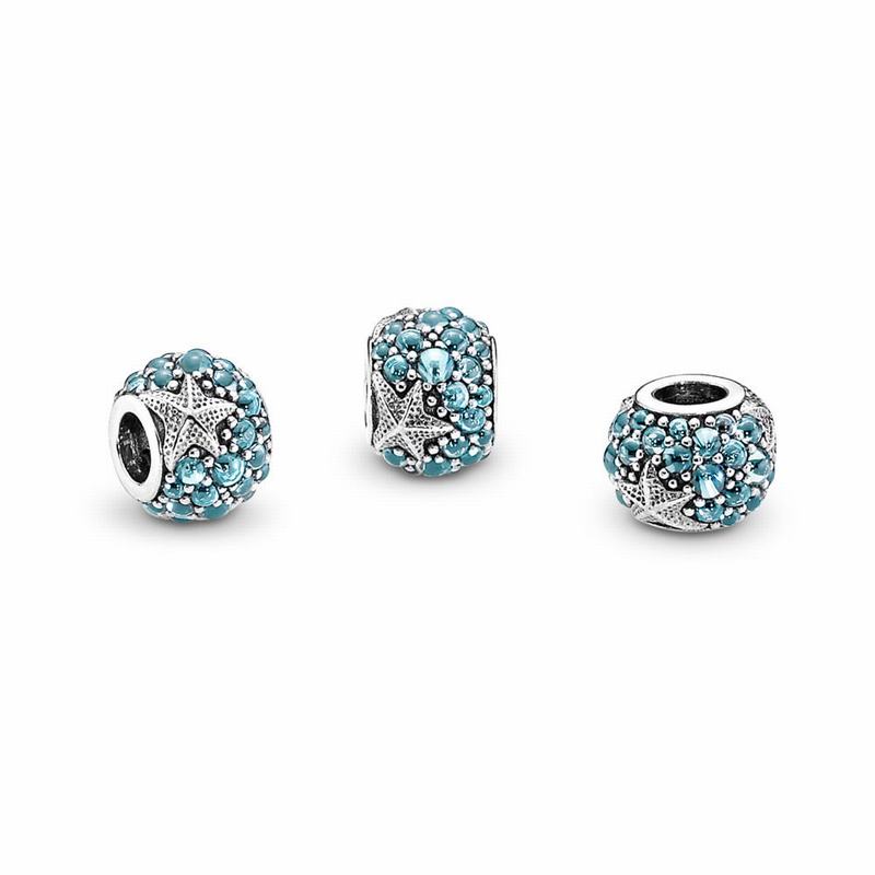 Pandora Oceanic Starfish Charm - Sterling Silver/Blue/Cubic Zirconia - Canada | GU2239BW